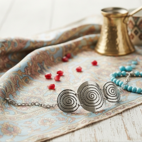 🆕️Silver Spiral Elegance Bracelet - Handcrafted Turkish Boho Chic Zamak  🌟 - Picture 11 of 11